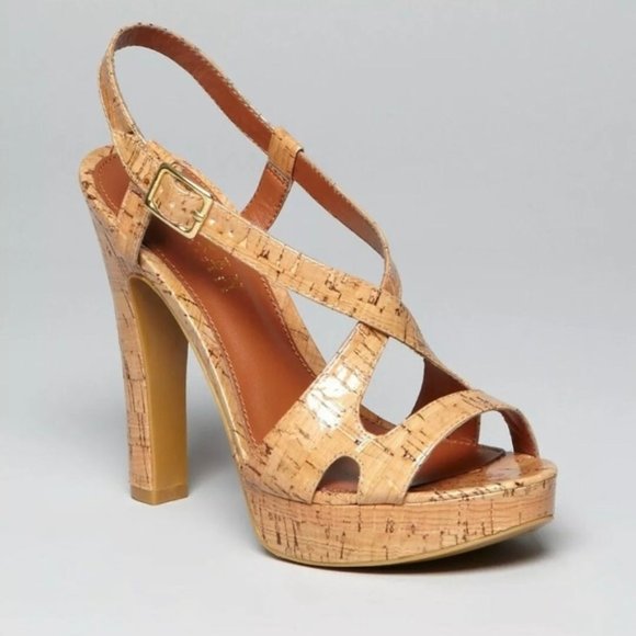 Lauren Ralph Lauren Filara Natural Glazed Cork Platform Sandals Heels Sz 9?? EUC - Picture 12 of 12